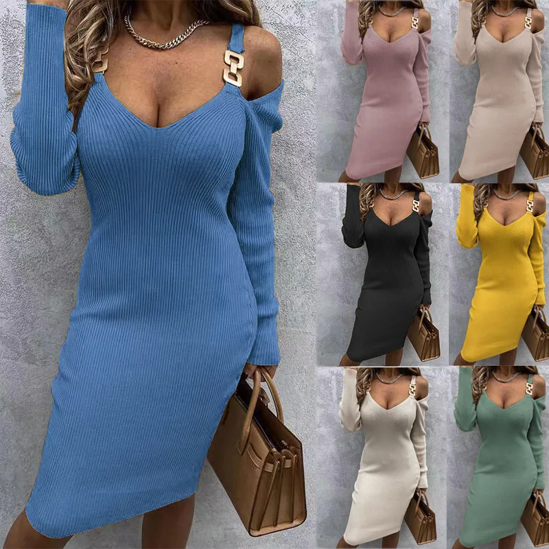 2022 autumn and winter new women's dress, women's thread waist long sleeve knitted Hip Wrap V-neck sling hollow tight dress
2022 autumn and winter new women's dress, women's thread waist long sleeve knitted Hip Wrap V-neck sling hollow tight dress
