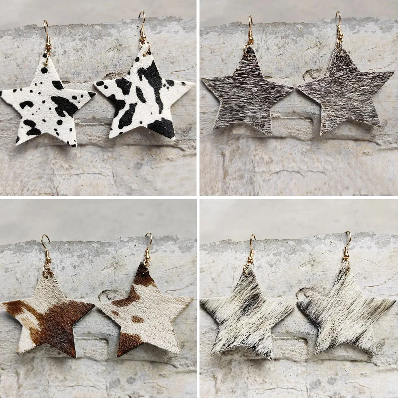 New Long Hair Leather Earrings Western Style Five Star Earrings Texas Style Wild Original Ecological Leopard Earrings Gift
New Long Hair Leather Earrings Western Style Five Star Earrings Texas Style Wild Original Ecological Leopard Earrings Gift