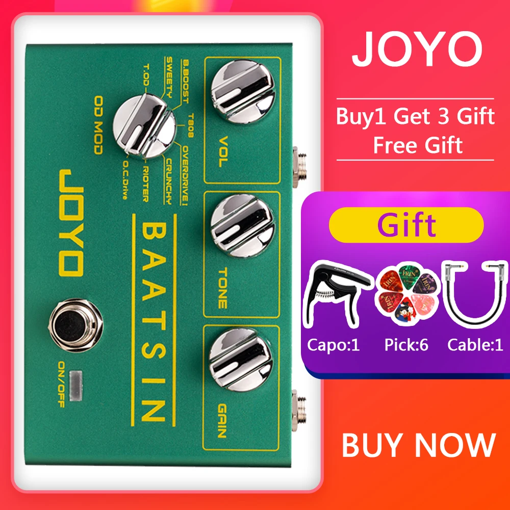 

JOYO Electric Guitar Effect Pedal R-11 BAATSIN 8 in 1 Pure Analog Overdrive Distortion Pedal 8 Classic OD/DS Sound Multi Effects