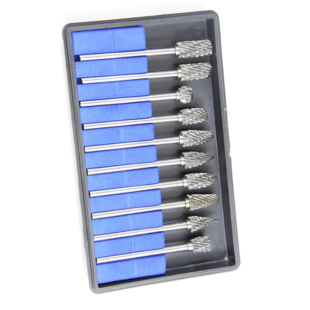10PCS Solid Carbide Burr Bits Single Cut Set Kit Compatible for Rotary Drill Bit 3mm Shank
10PCS Solid Carbide Burr Bits Single Cut Set Kit Compatible for Rotary Drill Bit 3mm Shank