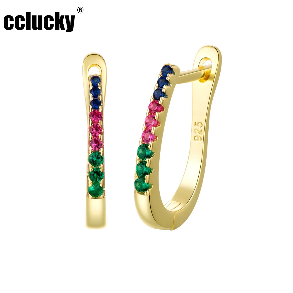 Fashionable s925 sterling silver U-shaped colored diamond earrings female plated 14K Gold earrings European and n style
Fashionable s925 sterling silver U-shaped colored diamond earrings female plated 14K Gold earrings European and n style