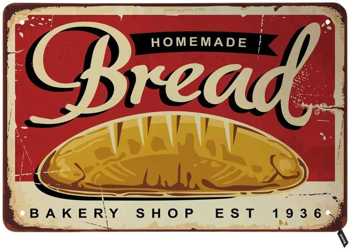 vintage Swono Homemade Bread Bakery Goods Store Tin Sign, Traditional Bakery on Red Background, Vintage Metallic Tin Sign
vintage Swono Homemade Bread Bakery Goods Store Tin Sign, Traditional Bakery on Red Background, Vintage Metallic Tin Sign