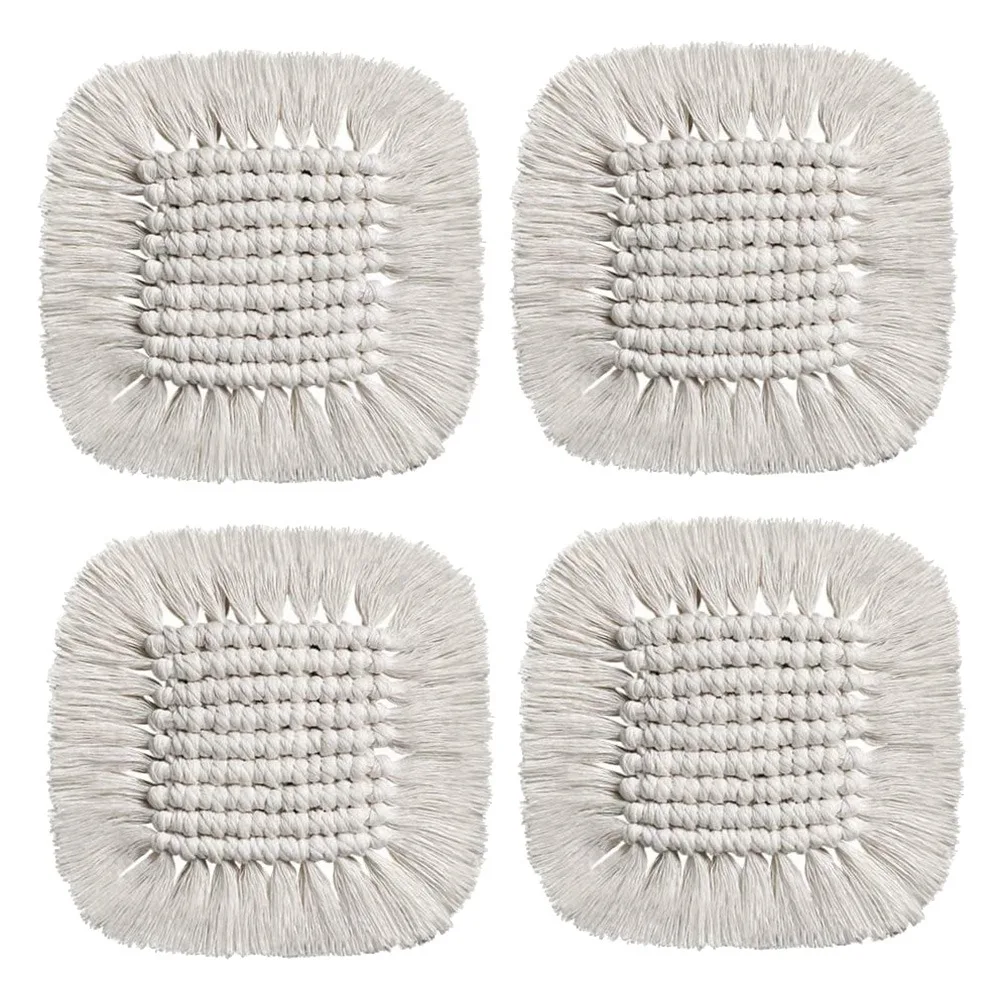 Подставки для напитков макраме, набор из 4 квадратных подставок с кисточками в стиле бохо, подставки с теплозащитным ковриком
Подставки для напитков макраме, набор из 4 квадратных подставок с кисточками в стиле бохо, подставки с теплозащитным ковриком