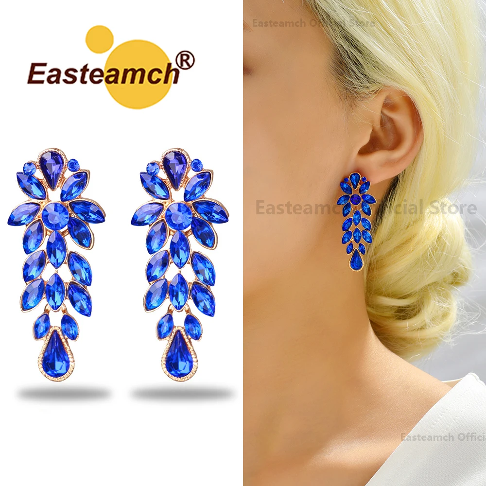 

Fashion Vintage Leaf Crystal Dangle Earrings For Women Luxury Design Bride Formal Unusual Charm Pendientes Statement Jewelry