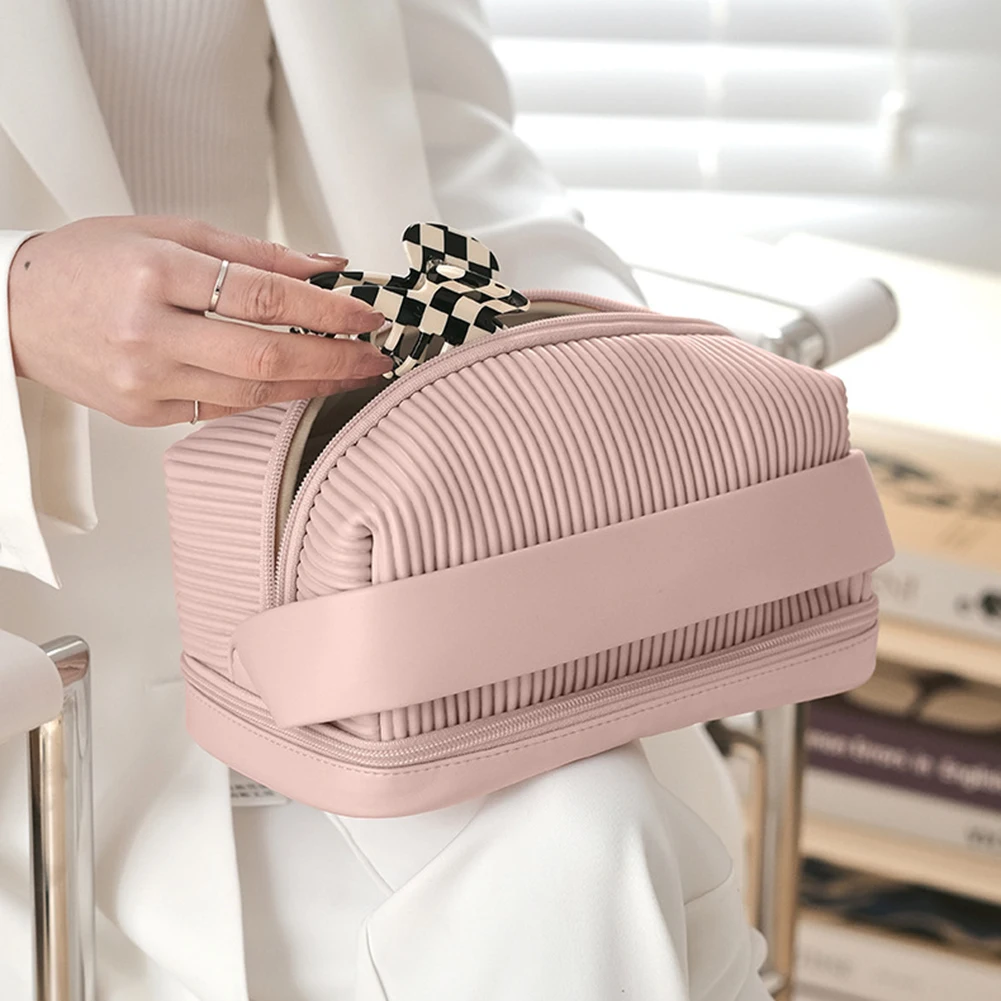 Двухслойные сумочки для макияжа, вместительный чехол на молнии с вертикальной полосой, для отдыха на выходных
Двухслойные сумочки для макияжа, вместительный чехол на молнии с вертикальной полосой, для отдыха на выходных