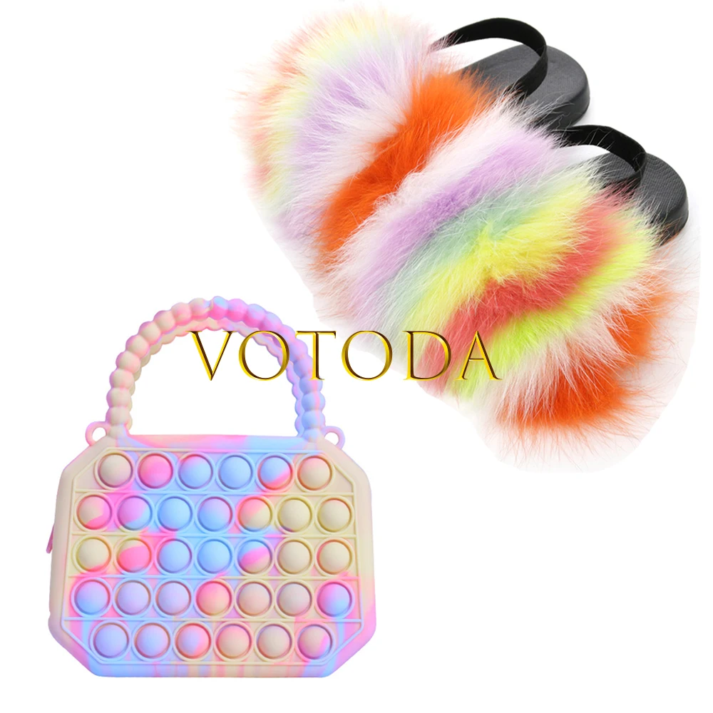 Children Fluffy Fur Slippers Girls Fidget Toys Silicone Push Bubble Crossbody Bag Sets Kids Slides Cartoon Rainbow Unicorn Bag
Children Fluffy Fur Slippers Girls Fidget Toys Silicone Push Bubble Crossbody Bag Sets Kids Slides Cartoon Rainbow Unicorn Bag