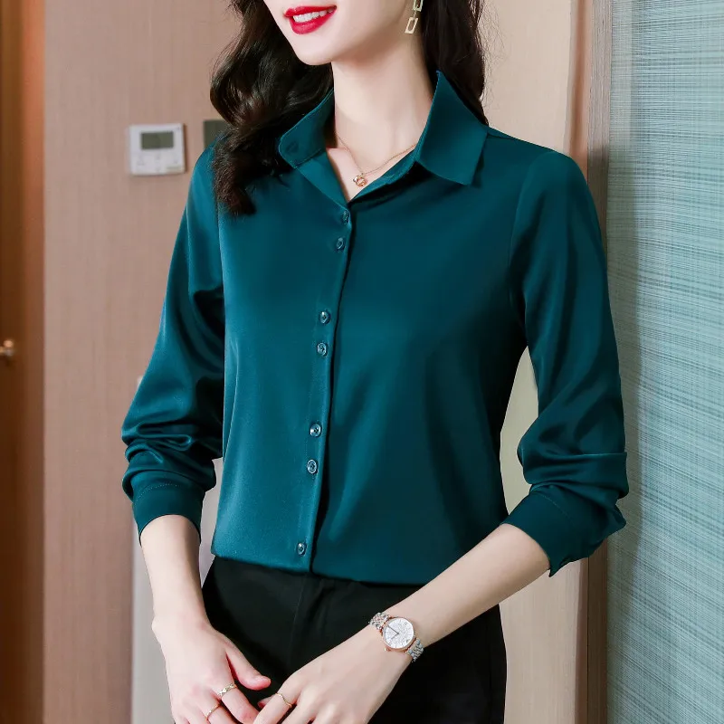 Fashion Long Sleeve Satin Women Shirts Autumn White Korean Shirt Office Lady Button Up Shirt Camisas Para Mujer Ladies Tops
Fashion Long Sleeve Satin Women Shirts Autumn White Korean Shirt Office Lady Button Up Shirt Camisas Para Mujer Ladies Tops