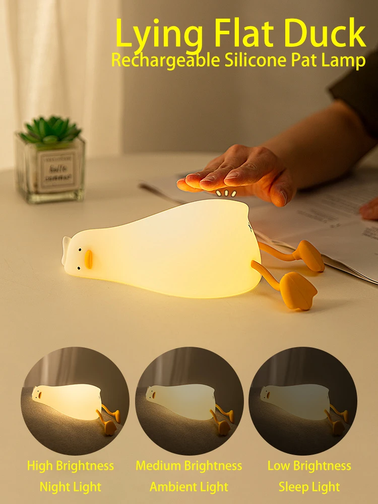 Duck Children Night Light USB Rechargeable Silicone Pat Lamp Holiday Christmas Birthday Gift Creative Bedroom Desktop Decor Lamp
Duck Children Night Light USB Rechargeable Silicone Pat Lamp Holiday Christmas Birthday Gift Creative Bedroom Desktop Decor Lamp