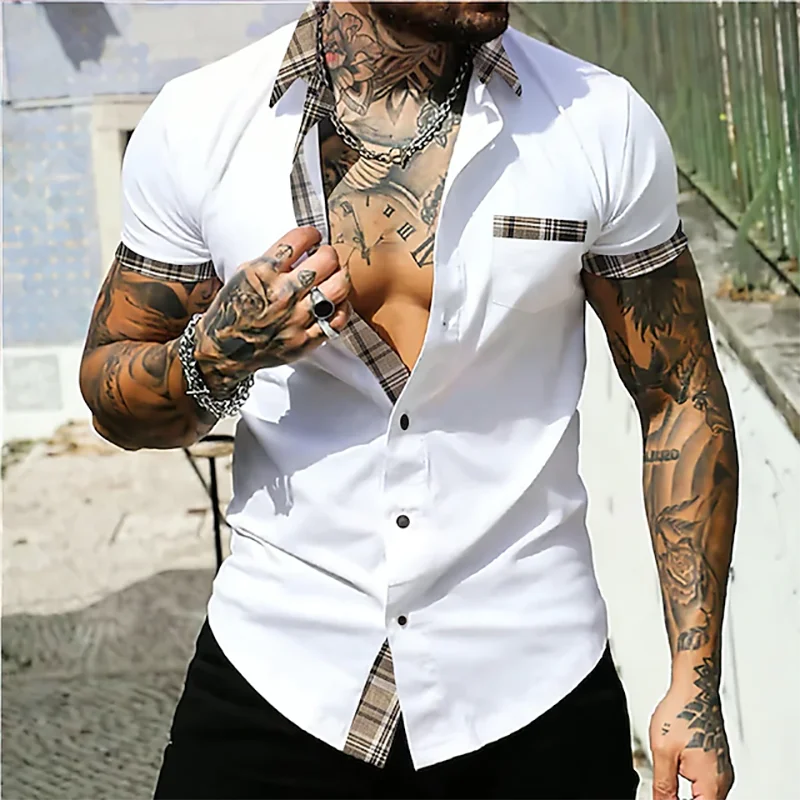 Summer New 100% Cotton Plaid Color Matching Fashion Short-Sleeved Shirt Daily Casual Party Social Lapel Top US Size
Summer New 100% Cotton Plaid Color Matching Fashion Short-Sleeved Shirt Daily Casual Party Social Lapel Top US Size