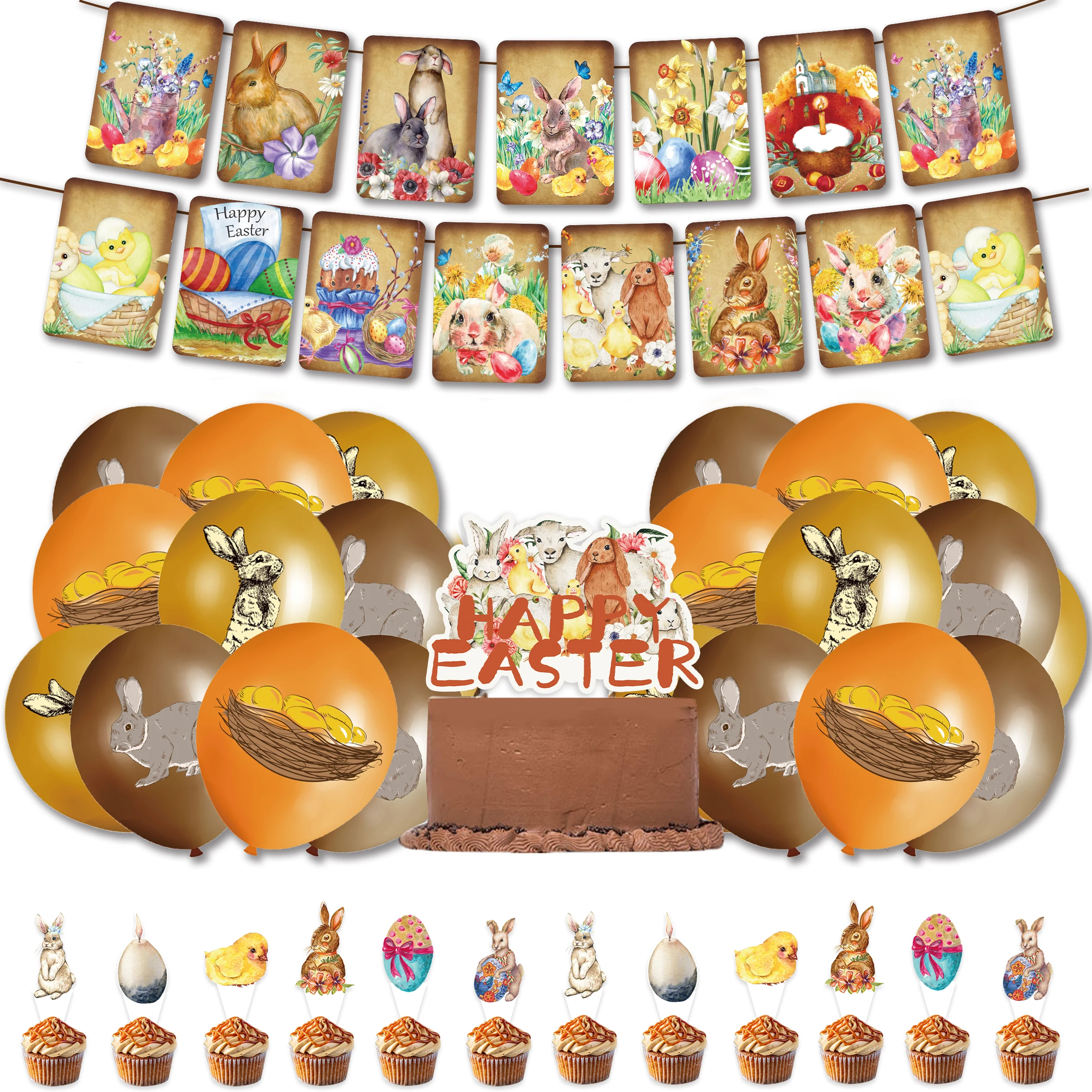 Easter Party Decorations Rabbit Pattern Bunting Banner Eggs Spring Festival Balloons Cake Toppers Set for Kids Happy Easter Gift
Easter Party Decorations Rabbit Pattern Bunting Banner Eggs Spring Festival Balloons Cake Toppers Set for Kids Happy Easter Gift