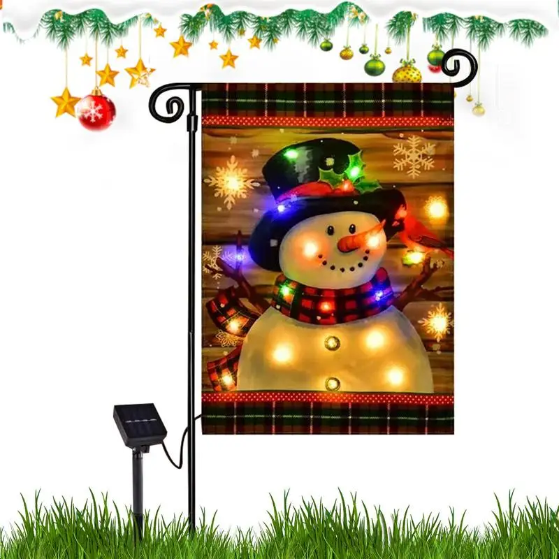 LED Snowman Garden Flag Christmas Garden Flag Lights Solar-Powered Winter Yard Flag Snowman Design for Festive Holiday Decor
LED Snowman Garden Flag Christmas Garden Flag Lights Solar-Powered Winter Yard Flag Snowman Design for Festive Holiday Decor
