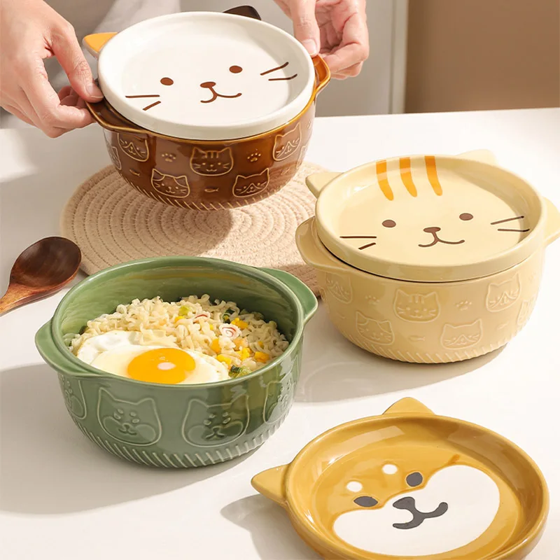 Japanese Style Noodle Bowl Binaural Ceramic Bowl Covered Instant Dormitory Soup Bowl Cute Girl Dessert Plate Dish Sets Dish Sets
Japanese Style Noodle Bowl Binaural Ceramic Bowl Covered Instant Dormitory Soup Bowl Cute Girl Dessert Plate Dish Sets Dish Sets