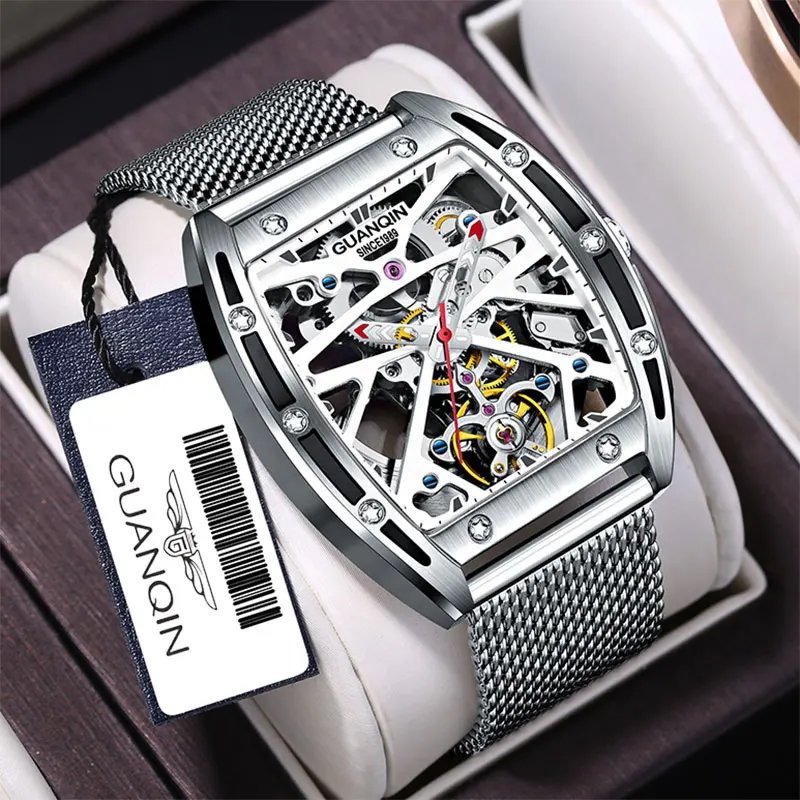 

GUANQIN Luxury Skeleton Tourbillon Automatic Men's Sapphire Glass Stainless Steel Automatic Chronograph Relogio Masculino
