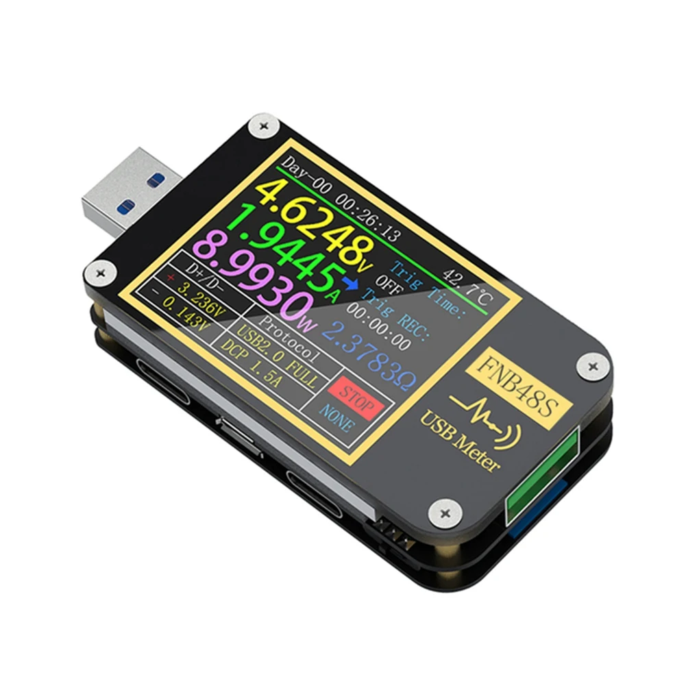 FNB48S USB Capacitance Voltage Tester Current Meter Monitor Power Detection Analyzer Testing Tools with Bluetooth
FNB48S USB Capacitance Voltage Tester Current Meter Monitor Power Detection Analyzer Testing Tools with Bluetooth