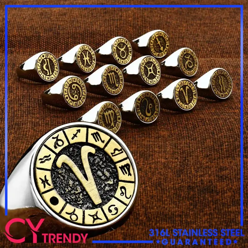 Vintage Stainless Steel Character Twelve Constellations Horoscope 12 Zodiac Sign Rings Size 7-13 
Vintage Stainless Steel Character Twelve Constellations Horoscope 12 Zodiac Sign Rings Size 7-13