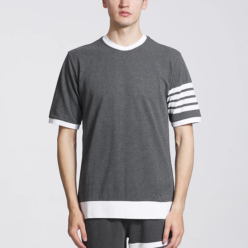 TB THOM Men T-shirt Pure Cotton Jersey Short Sleeve White 4-Bar Patchwork Blouses Korean Design Harajuku Top Women
TB THOM Men T-shirt Pure Cotton Jersey Short Sleeve White 4-Bar Patchwork Blouses Korean Design Harajuku Top Women