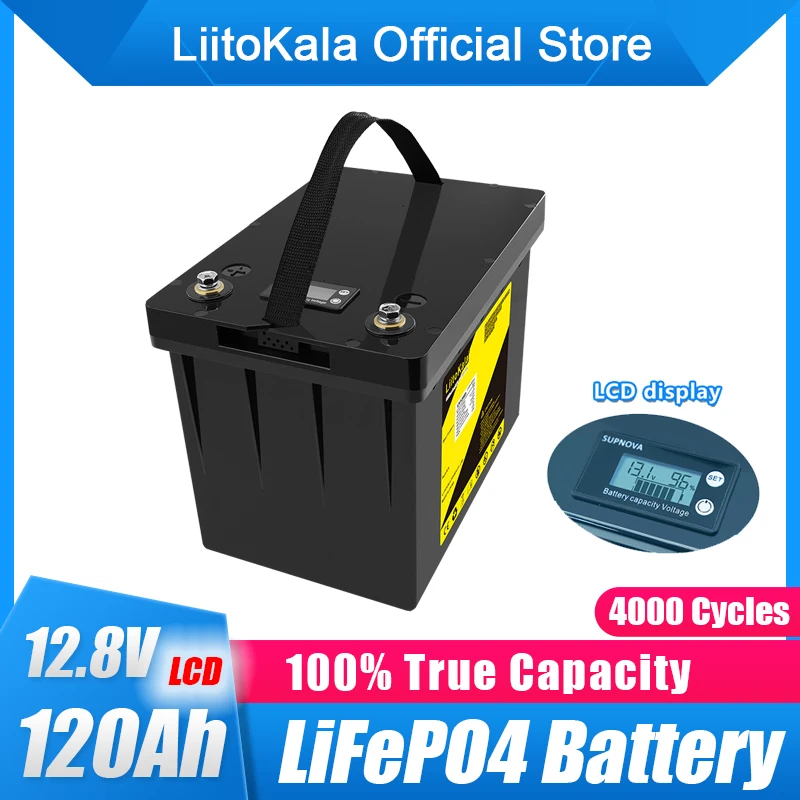 LiitoKala 12v 120ah Capacity lifepo4 12.8V battery solar battery pack RV Rechargeable Lithium Iron with bms for Outdoor camping
LiitoKala 12v 120ah Capacity lifepo4 12.8V battery solar battery pack RV Rechargeable Lithium Iron with bms for Outdoor camping