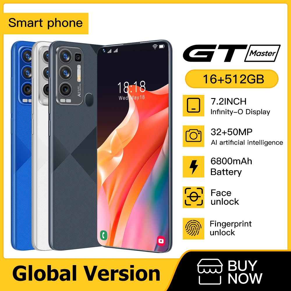 Global Version GT Master 7.2 Inch 16GB 512GB Android OS 11 Celular 5G 50MP 10 Core Smartphone 6800mAh Cellphone Mobile Phone 4G
Global Version GT Master 7.2 Inch 16GB 512GB Android OS 11 Celular 5G 50MP 10 Core Smartphone 6800mAh Cellphone Mobile Phone 4G