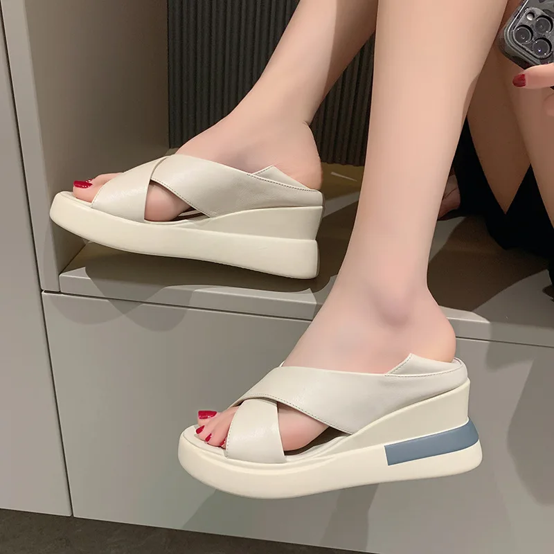 2022 Summer Wedges Sandals for Women Cross Strap Thick Bottom Casual Shoes Woman Open Toe Pu Leather Sandalias Female
2022 Summer Wedges Sandals for Women Cross Strap Thick Bottom Casual Shoes Woman Open Toe Pu Leather Sandalias Female