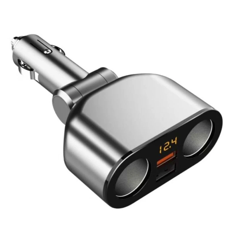 Wholesales 2 Cigarette Lighters + 2 USB Ports Multi-function Car Charger with Digital Display(Silver)
Wholesales 2 Cigarette Lighters + 2 USB Ports Multi-function Car Charger with Digital Display(Silver)