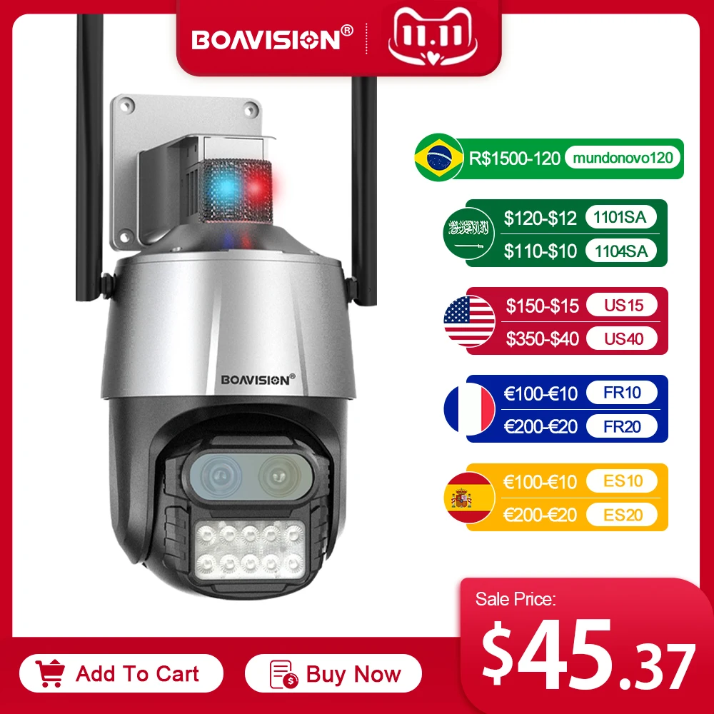 Камера Наружного Наблюдения BOAVISION с Wi-Fi, HD, 8 Мп, 4K, двойной объектив, 8-кратный цифровой зум, PTZ, ии, автоматическое отслеживание, противоугонна...
Камера Наружного Наблюдения BOAVISION с Wi-Fi, HD, 8 Мп, 4K, двойной объектив, 8-кратный цифровой зум, PTZ, ии, автоматическое отслеживание, противоугонна...