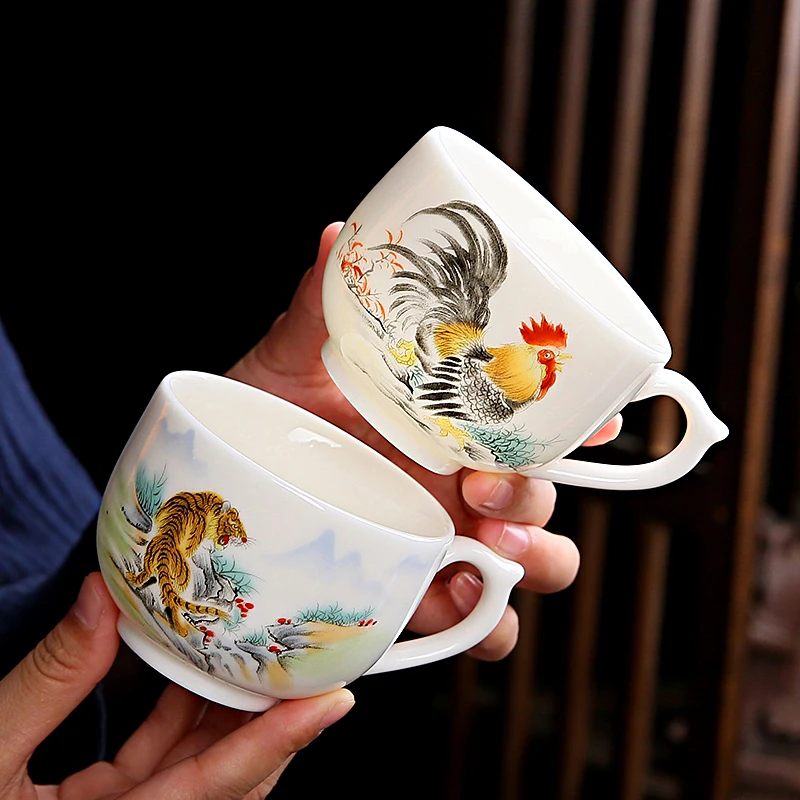 Lamb jade white porcelain zodiac master cup with handle with coaster coffee cup flower tea cup tea cup kung fu anti-scalding
Lamb jade white porcelain zodiac master cup with handle with coaster coffee cup flower tea cup tea cup kung fu anti-scalding