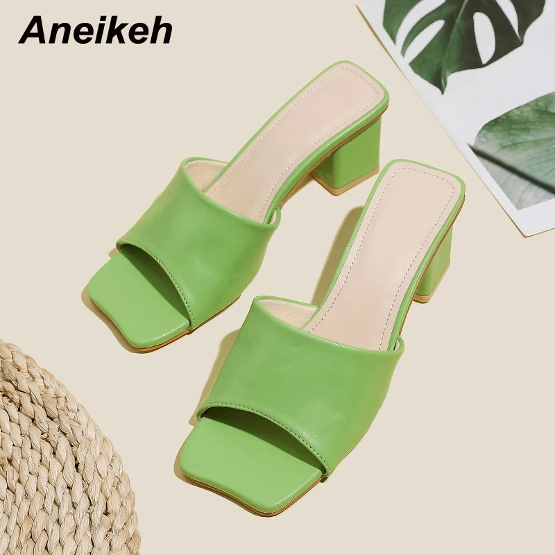 Aneikeh Fashion Leisure Square Open Toe High Heel Summer Women Mules Solid PU Slip-On Outdoor Slippers Dress Party Sandals 35-42
Aneikeh Fashion Leisure Square Open Toe High Heel Summer Women Mules Solid PU Slip-On Outdoor Slippers Dress Party Sandals 35-42