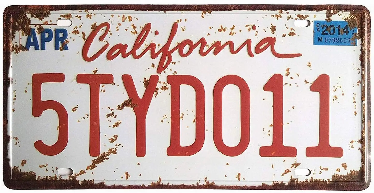 

Ylens CA California 5TYD011 Retro Vintage Feel Rustic Home Bar Wall Decor Car Vehicle Auto License Plate Metal Tin Sign Plaque