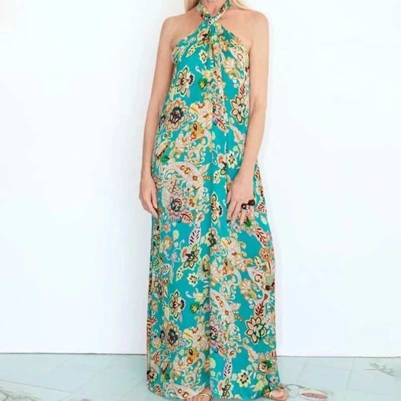 2022 Summer Women Fashion Flower Print Slip Dress Beach Wind Sleeveless Halterneck Backless Female Long Dress OZZ1524
2022 Summer Women Fashion Flower Print Slip Dress Beach Wind Sleeveless Halterneck Backless Female Long Dress OZZ1524