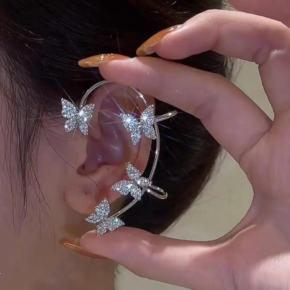 Fashion Butterfly Ear Hook Clip Earrings for Women With Rhineston Luxury Elegant Shiny Ear Cuff No perforation Jewelry Gift
Fashion Butterfly Ear Hook Clip Earrings for Women With Rhineston Luxury Elegant Shiny Ear Cuff No perforation Jewelry Gift