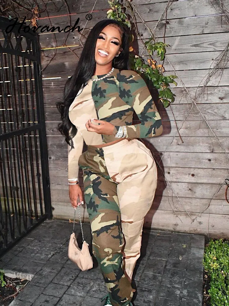 Hovance Camouflage Round Neck Collar Long Sleeve Sexy Fashion Color Contrast Camo Print Casual Leggings Two Piece Set Casual
Hovance Camouflage Round Neck Collar Long Sleeve Sexy Fashion Color Contrast Camo Print Casual Leggings Two Piece Set Casual