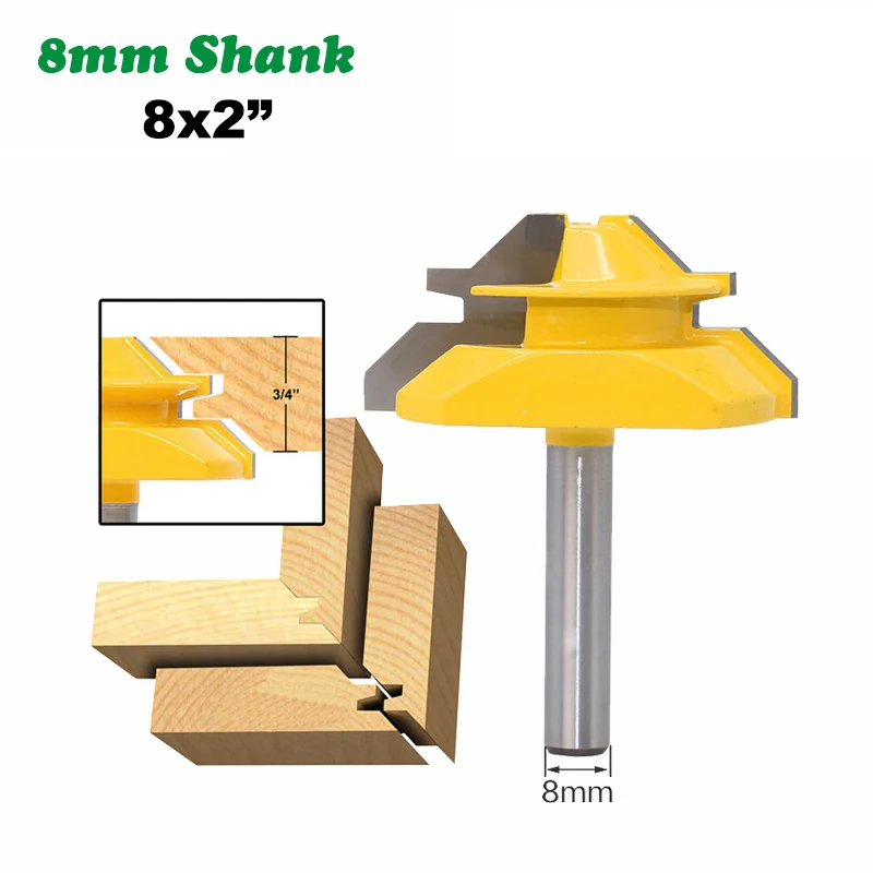 1PC 8MM Shank Milling Cutter Wood Carving Chamfer End Mills 5 Degree Mortise Tenon Knife Medium Lock Miter Router Bit 3/4" Stock
1PC 8MM Shank Milling Cutter Wood Carving Chamfer End Mills 5 Degree Mortise Tenon Knife Medium Lock Miter Router Bit 3/4" Stock