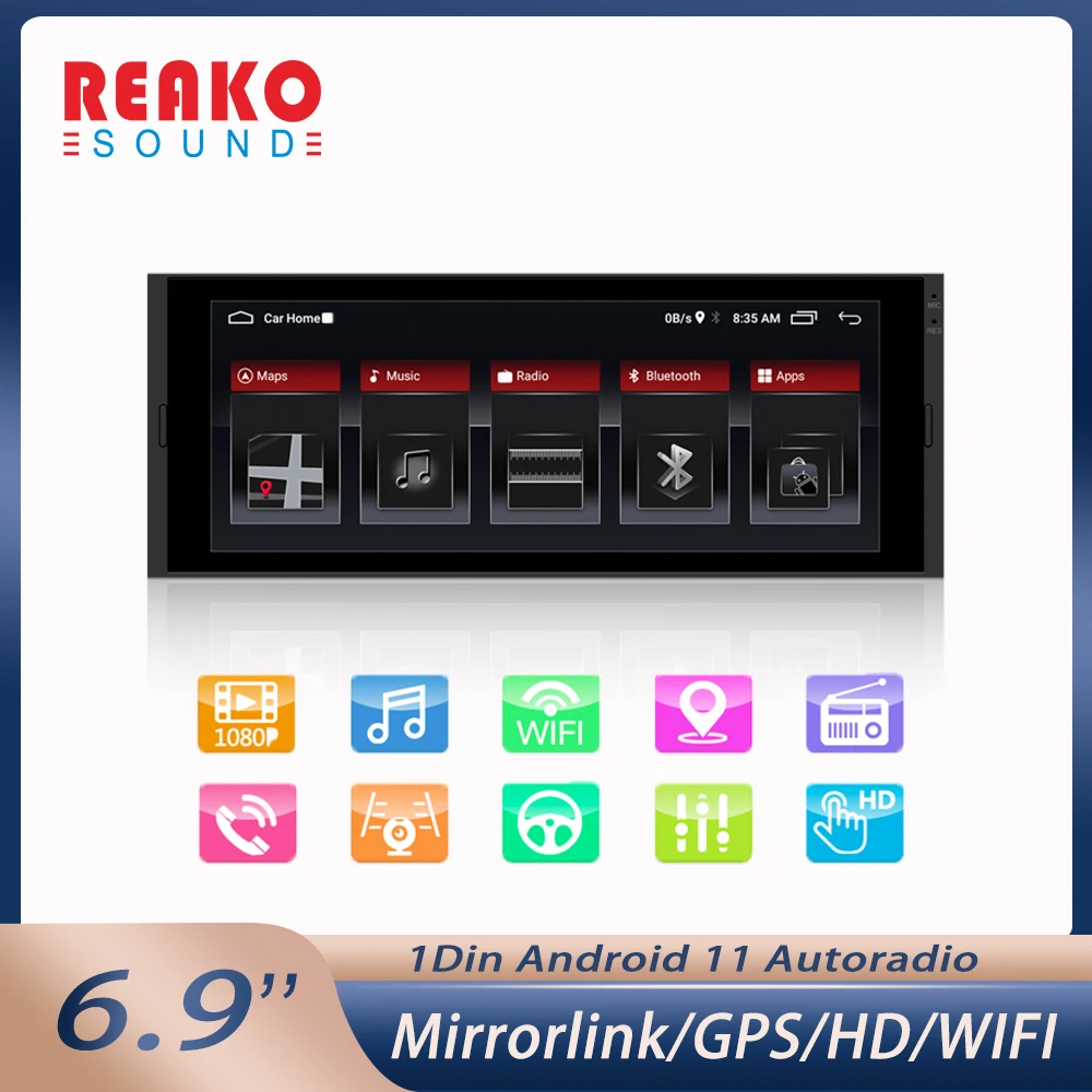 REAKOSOUND Andriod 11 1Din 6.9'' GPS Navigation Wifi Car Multimedia Player Bluetooth MirrorLink Car Stereo For Universal
REAKOSOUND Andriod 11 1Din 6.9'' GPS Navigation Wifi Car Multimedia Player Bluetooth MirrorLink Car Stereo For Universal