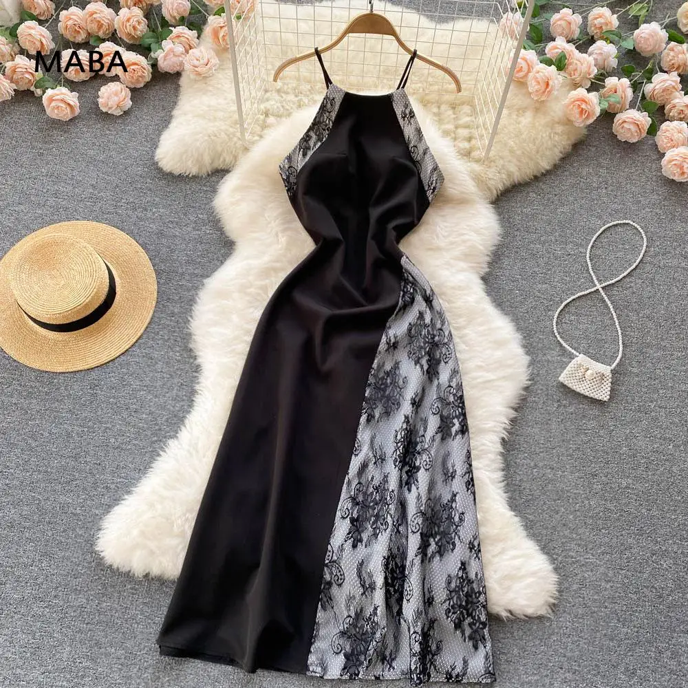 Runway Spaghetti Strap Dresses Women 2022 Summer Fashion Designer Lace Patchwork Backless Party black Halter Maxi Dress Vestidos
Runway Spaghetti Strap Dresses Women 2022 Summer Fashion Designer Lace Patchwork Backless Party black Halter Maxi Dress Vestidos
