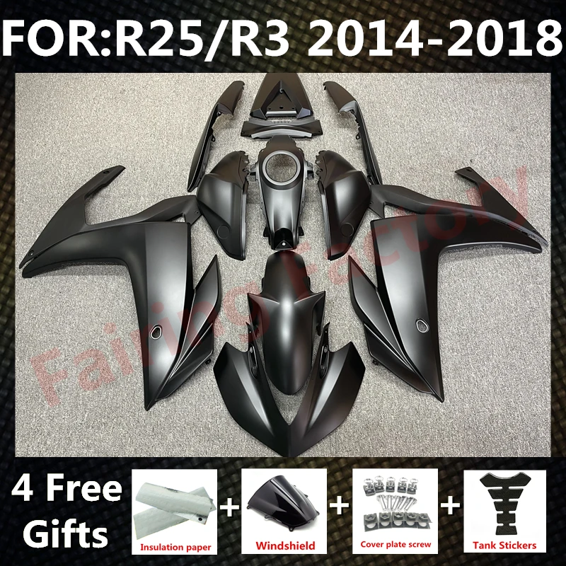 Новый комплект обтекателей ABS для мотоцикла, подходит для YZF R25 R3 R 25 3 2015 2016 2017 2018, Обтекатели для кузова, набор матовых черных
Новый комплект обтекателей ABS для мотоцикла, подходит для YZF R25 R3 R 25 3 2015 2016 2017 2018, Обтекатели для кузова, набор матовых черных