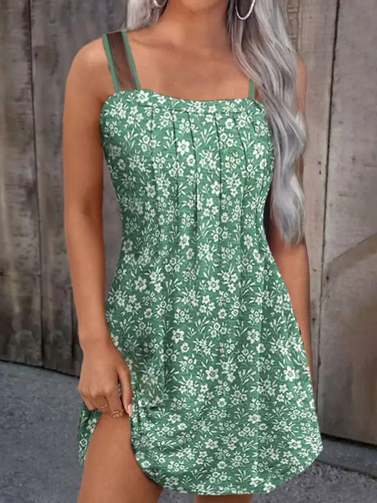 Women Summer Ditsy Floral Ruffled Mesh Sleeveless Mini Dress O-Neck A-Line Mini Swing Dress Vintage Print Loose Beach Sundress
Women Summer Ditsy Floral Ruffled Mesh Sleeveless Mini Dress O-Neck A-Line Mini Swing Dress Vintage Print Loose Beach Sundress