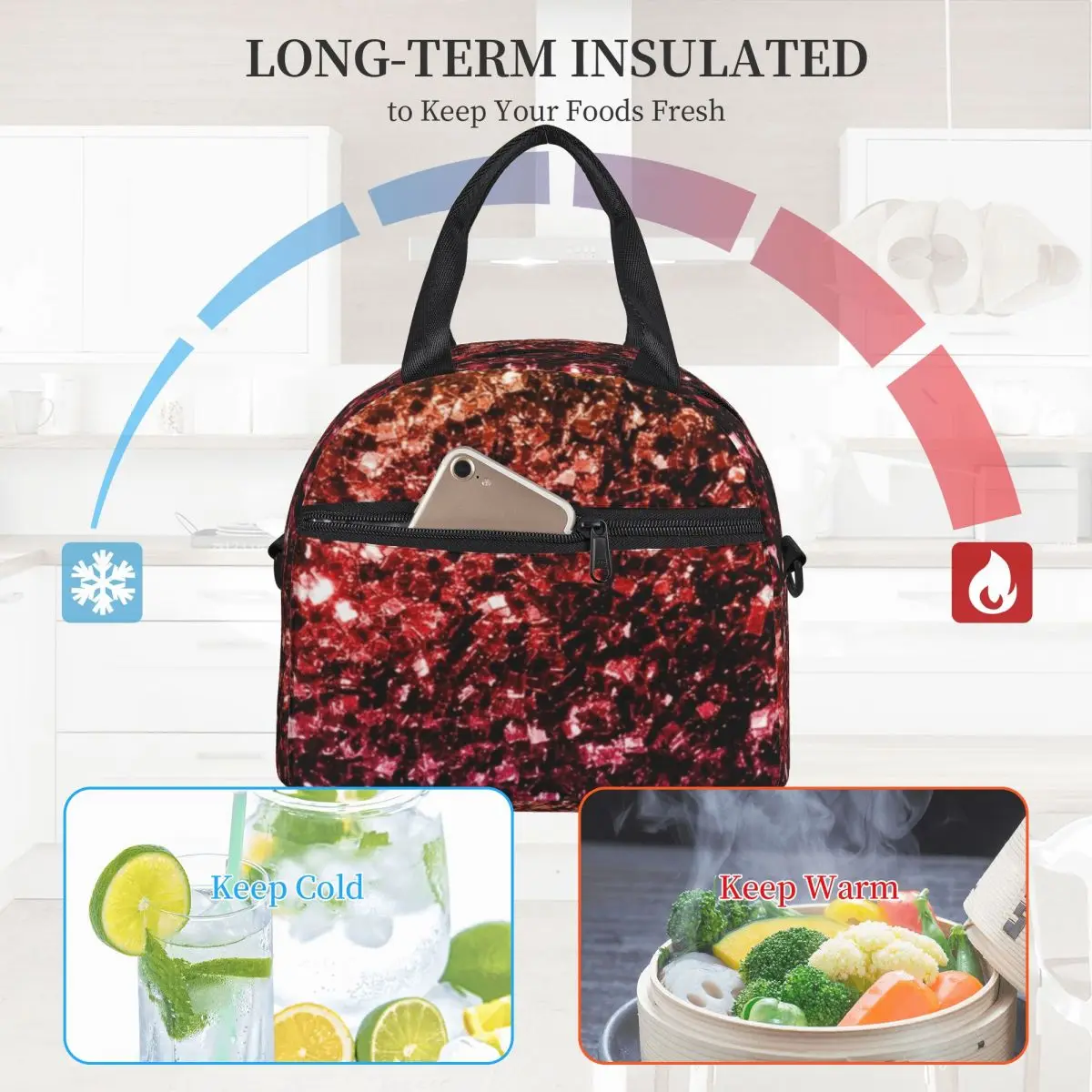 Colourful Sparkle Glitter Lunch Bag with Handle Rainbow Print Refrigerator Cooler Bag Carry Meal Elegant Thermal Bag
Colourful Sparkle Glitter Lunch Bag with Handle Rainbow Print Refrigerator Cooler Bag Carry Meal Elegant Thermal Bag