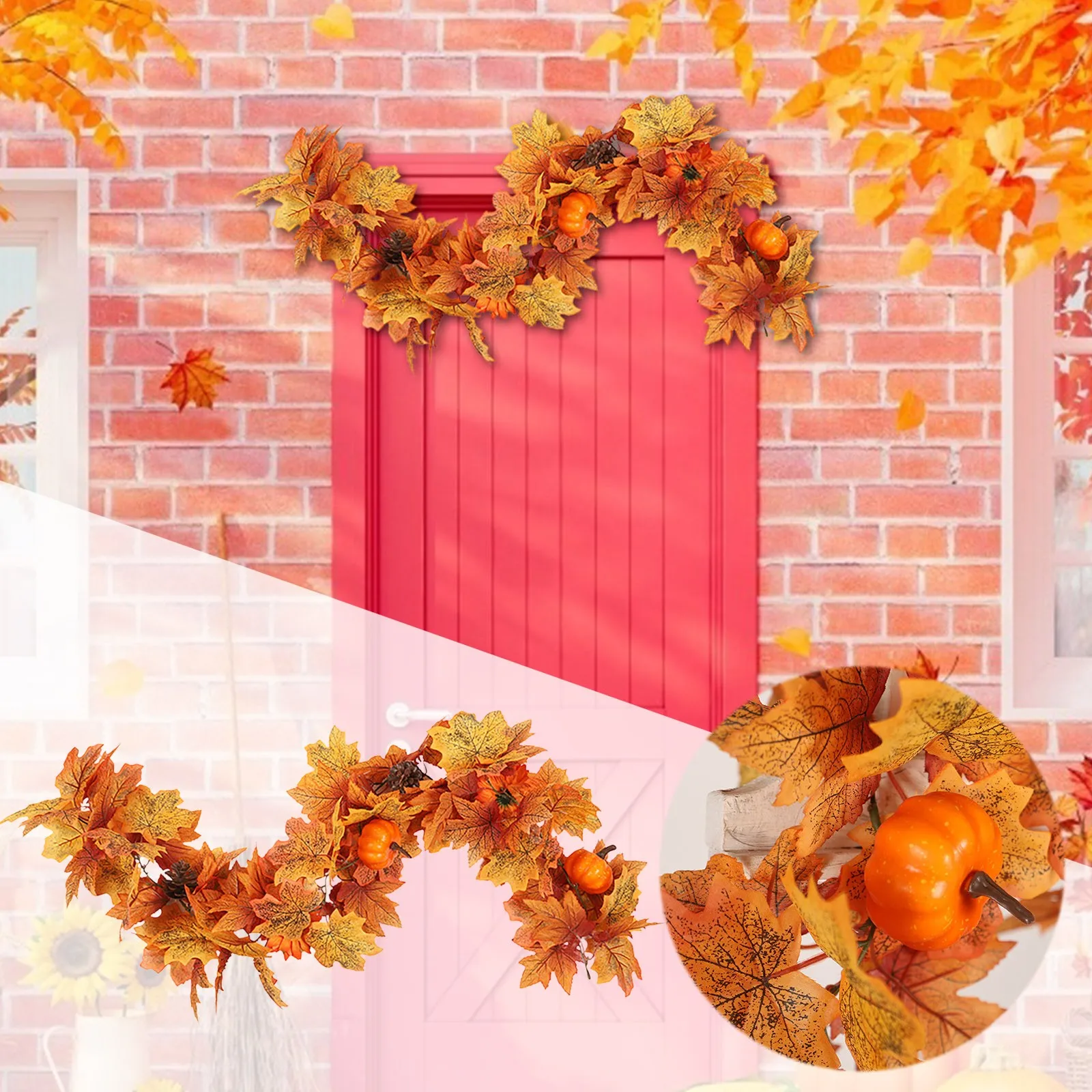 Silk Pink Flowers Thanksgiving Maple Leaf Sunflower Rattan Simulation Pumpkin Acorns Decoration Door Hanging Thanksgiving
Silk Pink Flowers Thanksgiving Maple Leaf Sunflower Rattan Simulation Pumpkin Acorns Decoration Door Hanging Thanksgiving