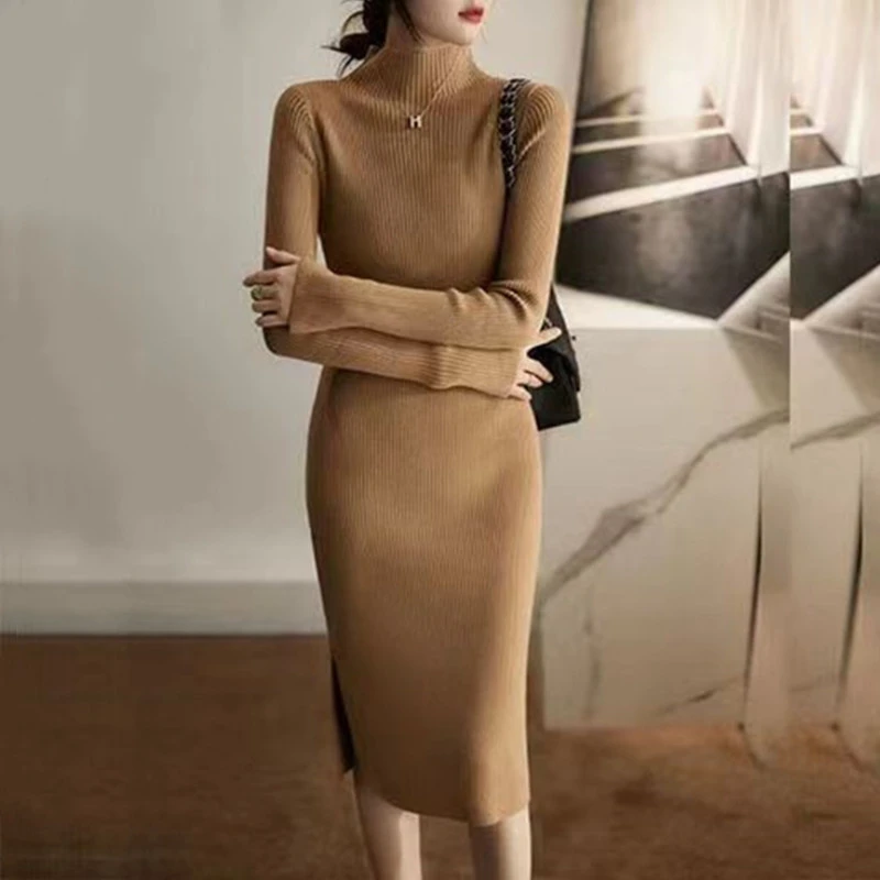 Long Sleeve Elegant Tight Knit Midi Dress Women Autumn Winter Solid Color V Neck Sweet Korean Vintage Long Sweater Dresses 2022
Long Sleeve Elegant Tight Knit Midi Dress Women Autumn Winter Solid Color V Neck Sweet Korean Vintage Long Sweater Dresses 2022