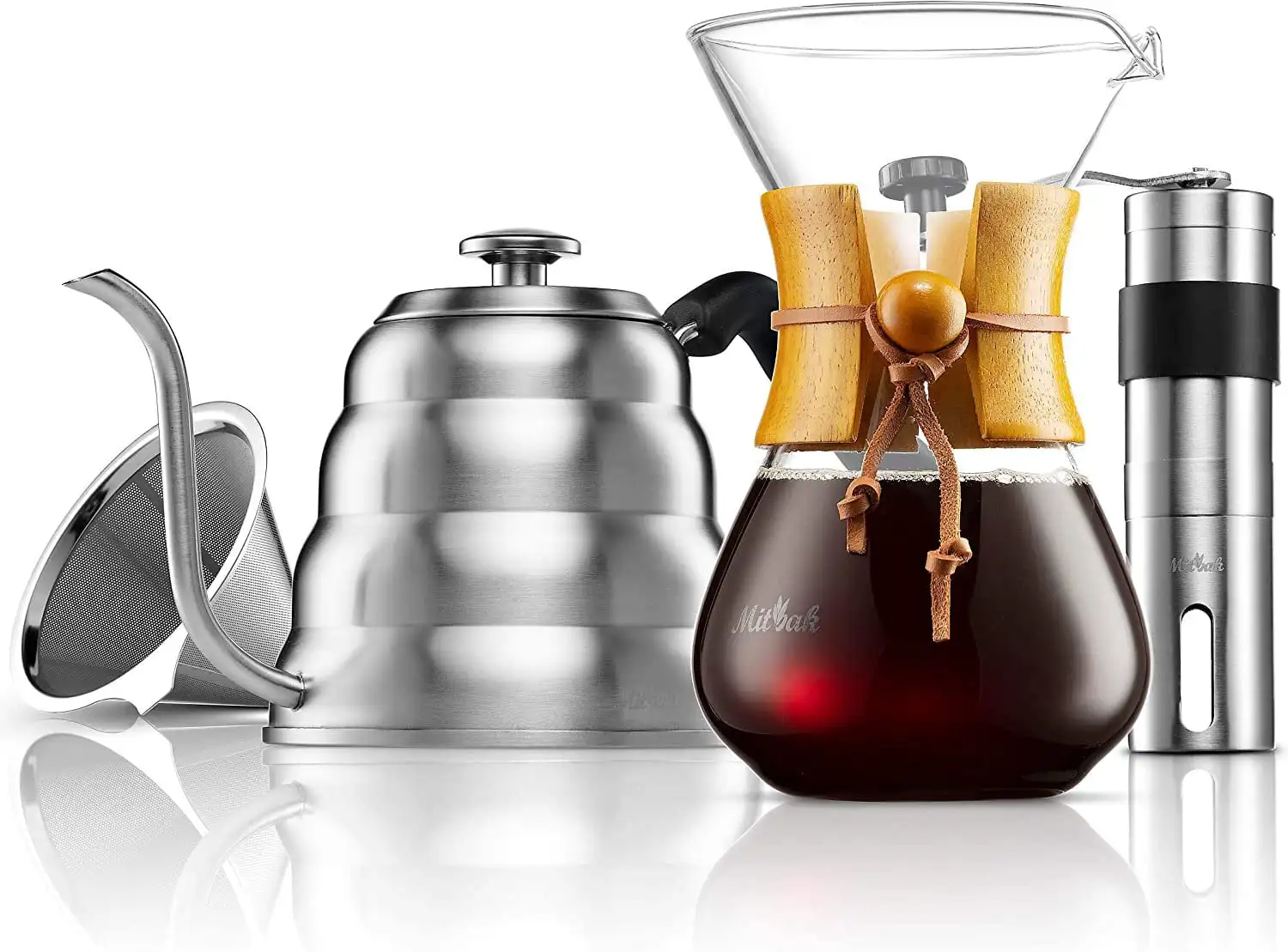 Pour Over Coffee Maker Set | Kit Includes 40 OZ Gooseneck Kettle with Thermometer Coffee Mill Grinder & 20 OZ Coffee Dripper Br
Pour Over Coffee Maker Set | Kit Includes 40 OZ Gooseneck Kettle with Thermometer Coffee Mill Grinder & 20 OZ Coffee Dripper Br