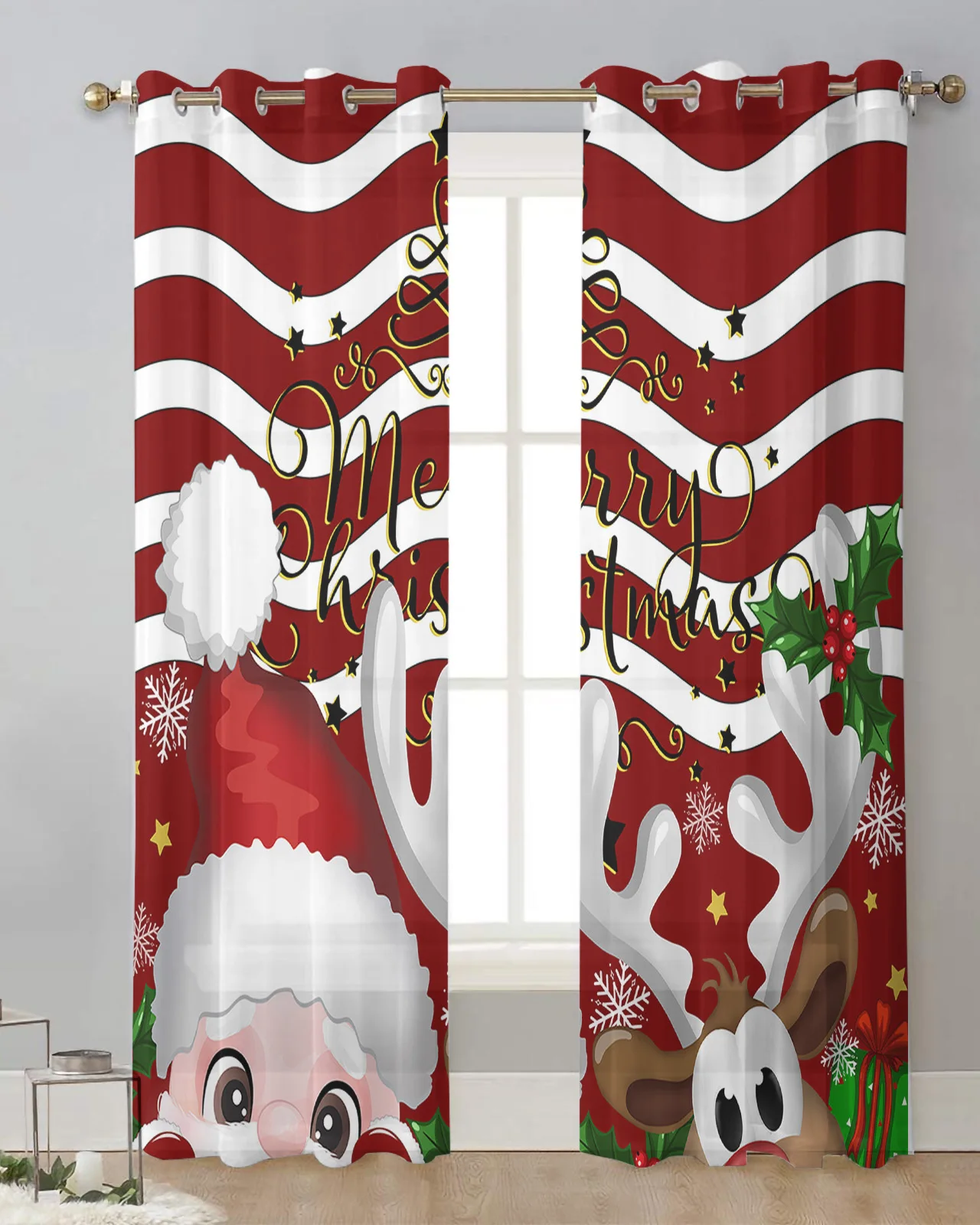 Рождественские Зимние шторы из искусственной тюли с Санта-Клаусом для гостиной, кухни, оконные шторы из вуали 
Рождественские Зимние шторы из искусственной тюли с Санта-Клаусом для гостиной, кухни, оконные шторы из вуали