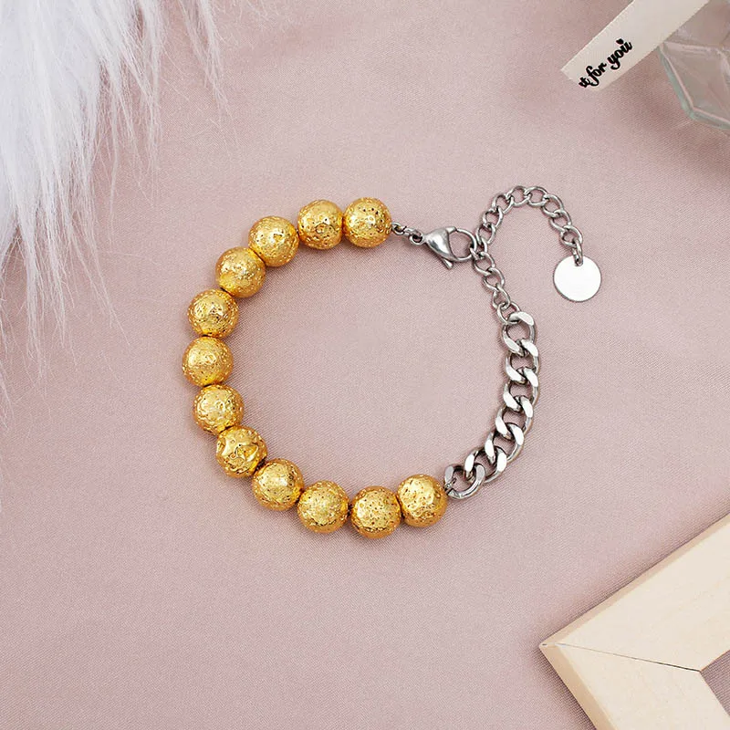 10mm Silver Gold Color Lava Stone Bracelet for Men Women Stainless Steel Chain Bracelets Essential Oil Diffuser Jewelry Gift New
10mm Silver Gold Color Lava Stone Bracelet for Men Women Stainless Steel Chain Bracelets Essential Oil Diffuser Jewelry Gift New
