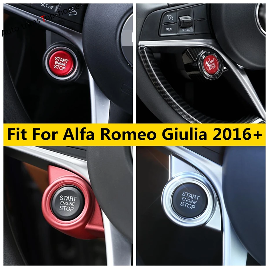 

Start Stop Engine Push Button Frame Key Ring Decor Cover Trim For Alfa Romeo Giulia 2016 - 2022 Interior Accessories Mouldings