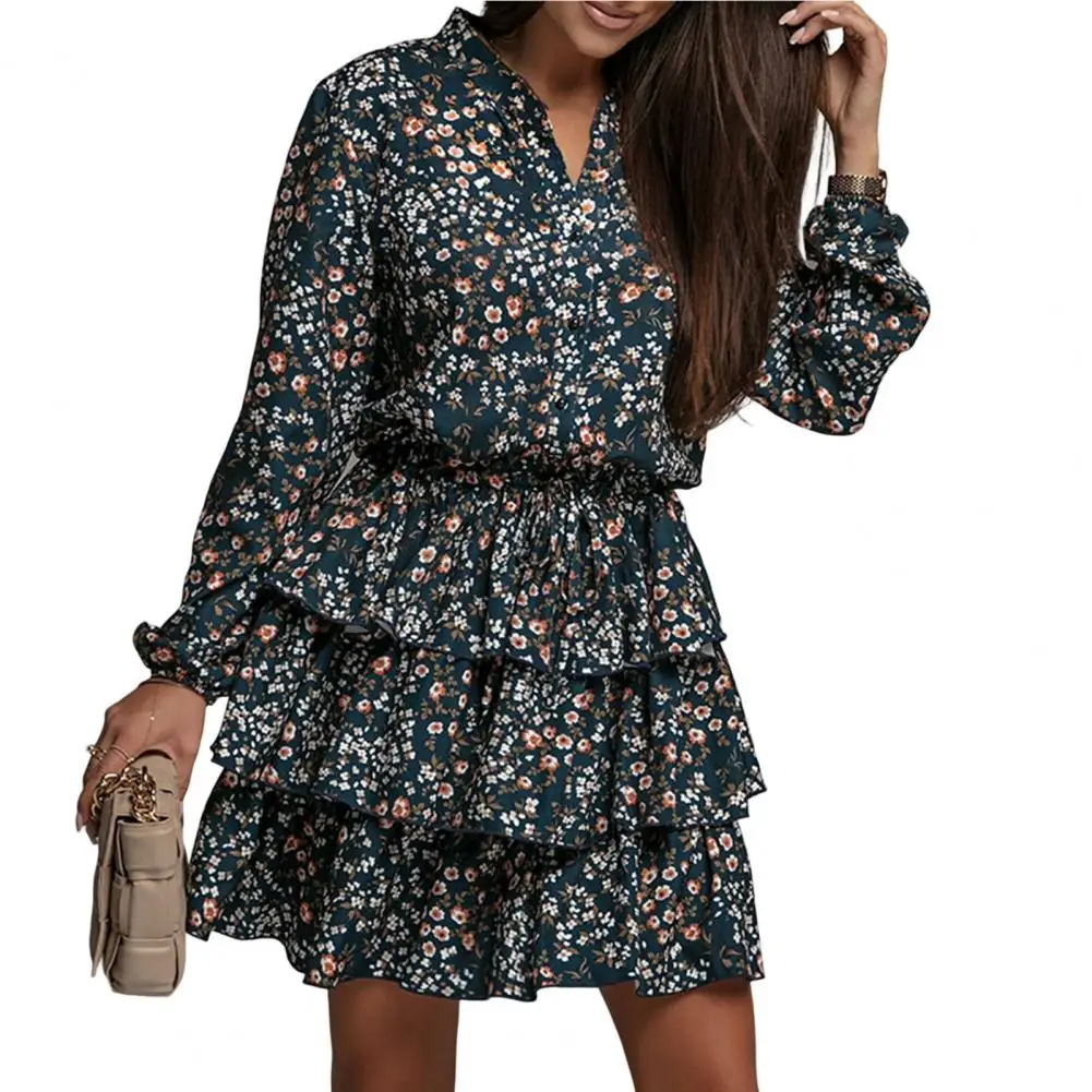 Dresses for Women 2022 Autumn V Neck Floral Print Waist Tight High-Waist Ruffle Layer Hem Puff Long Sleeves Dress Streetwear
Dresses for Women 2022 Autumn V Neck Floral Print Waist Tight High-Waist Ruffle Layer Hem Puff Long Sleeves Dress Streetwear