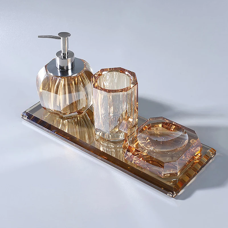 Crystal Glass Bathroom Accessories Liquid Soap Dispenser Soap Dish Toothbrush Holder Cup Washing Tools Bottle Home Bath Supplies
Crystal Glass Bathroom Accessories Liquid Soap Dispenser Soap Dish Toothbrush Holder Cup Washing Tools Bottle Home Bath Supplies