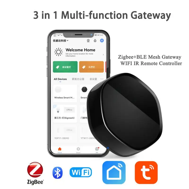 Tuya Gateway Ble Mesh+Zigbee3.0 Smart Hub Multi-function Bridge IR Wireless Remote Controller Support Echo Alexa Google Home
Tuya Gateway Ble Mesh+Zigbee3.0 Smart Hub Multi-function Bridge IR Wireless Remote Controller Support Echo Alexa Google Home