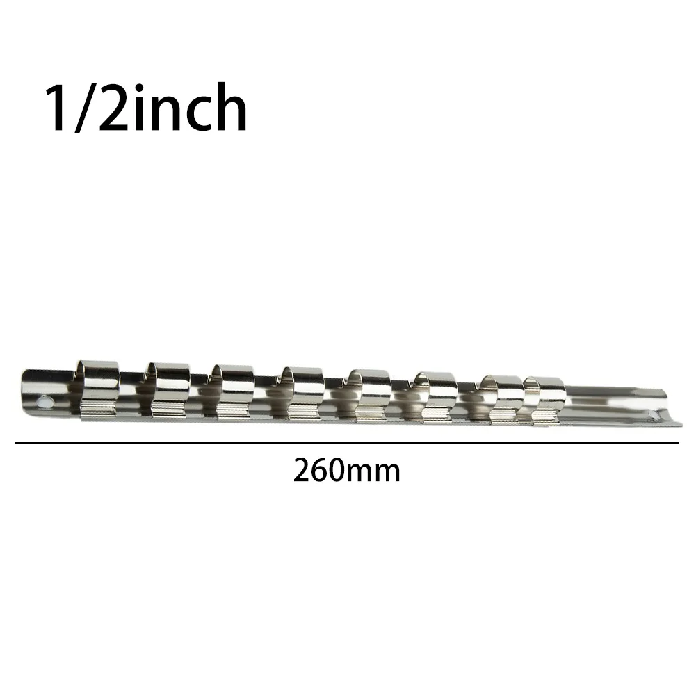 Socket Storage Rack Silver Iron Socket Rack Holder with 8 Clips Tool Organizer and Storage for 1/4 3/8 1/2 Inch Sockets
Socket Storage Rack Silver Iron Socket Rack Holder with 8 Clips Tool Organizer and Storage for 1/4 3/8 1/2 Inch Sockets