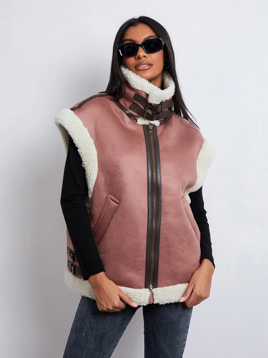 Women s Fuzzy Fleece Vest Patchwork Stand Collar Sherpa Waistcoat Winter Casual Outdoor Sleeveless Suede Jacket Coat
Women s Fuzzy Fleece Vest Patchwork Stand Collar Sherpa Waistcoat Winter Casual Outdoor Sleeveless Suede Jacket Coat