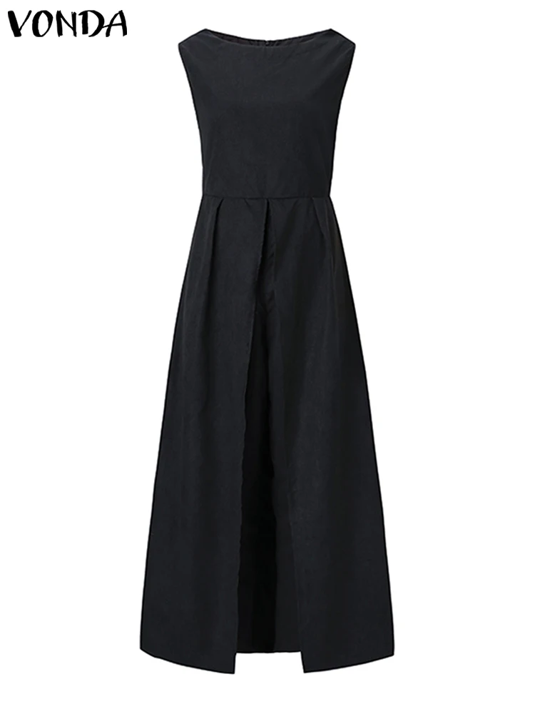 Women Office Jumpsuits VONDA 2024 Fashion Overall Sleeveless Black Rompers Casual Overalls Long Pants Oversized
Women Office Jumpsuits VONDA 2024 Fashion Overall Sleeveless Black Rompers Casual Overalls Long Pants Oversized