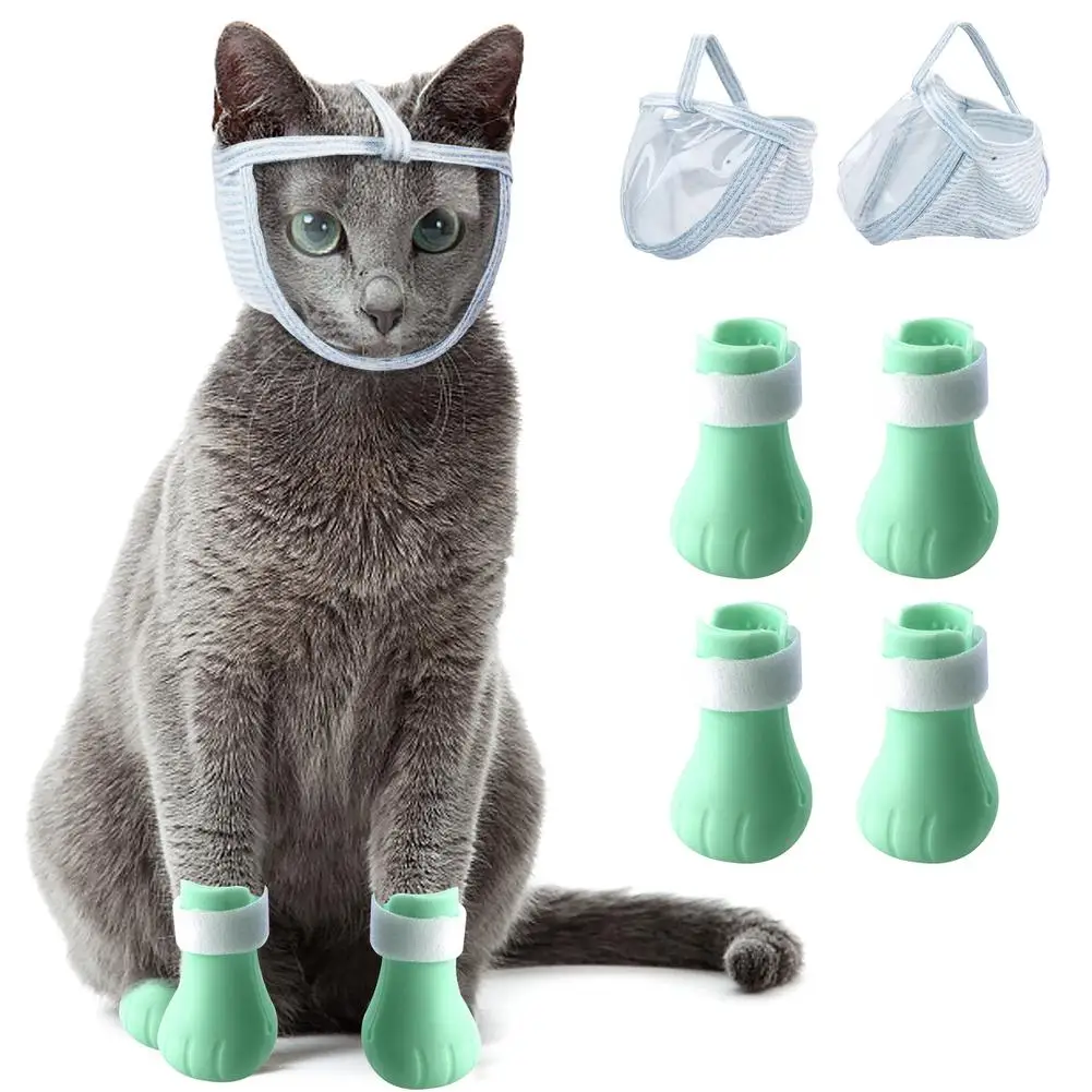 NEW PET Cat Silicone Cat Claw Covers Muzzle Set Adjustable Breathable Pet Supplies For Bathing Grooming Trimming 
NEW PET Cat Silicone Cat Claw Covers Muzzle Set Adjustable Breathable Pet Supplies For Bathing Grooming Trimming